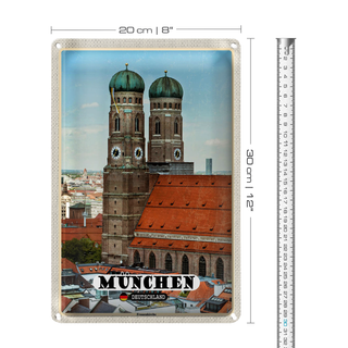 Blechschild Städte München Altstadt Frauenkirche 20x30cm