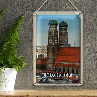 Blechschild Städte München Altstadt Frauenkirche 20x30cm