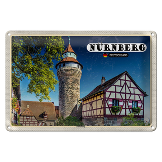 Blechschild Städte Nürnberg Architektur Kaiserburg 30x20cm