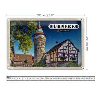 Blechschild Städte Nürnberg Architektur Kaiserburg 30x20cm
