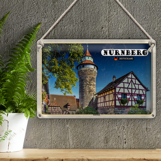 Blechschild Städte Nürnberg Architektur Kaiserburg 30x20cm