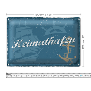 Blechschild Spruch 30x20cm Heimathafen Wanddeko