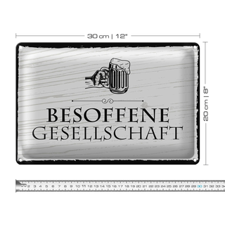 Blechschild Spruch 30x20cm Besoffene Gesellschaft Bierkrug