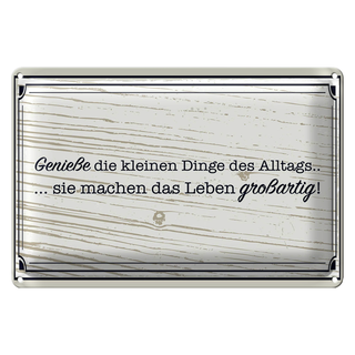 Blechschild Spruch 30x20cm Genieße die kleinen Dinge Alltags
