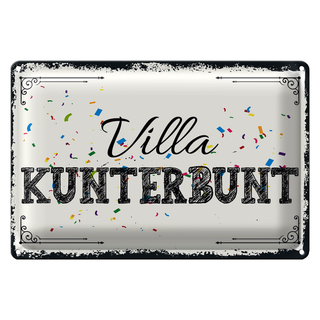 Blechschild Spruch 30x20cm Villa Kunterbunt