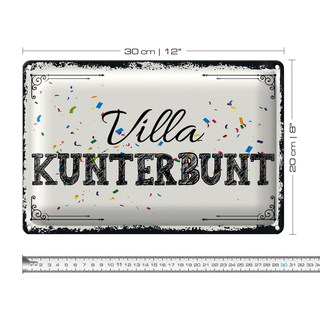 Blechschild Spruch 30x20cm Villa Kunterbunt