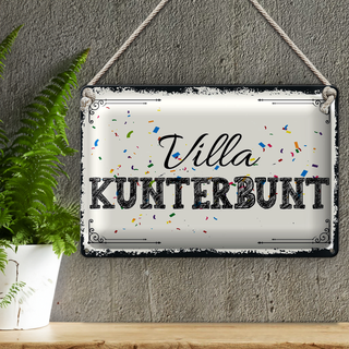 Blechschild Spruch 30x20cm Villa Kunterbunt