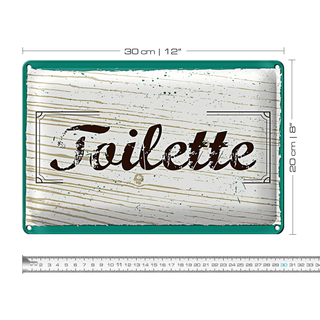 Blechschild Spruch 30x20cm Toilette blau braun