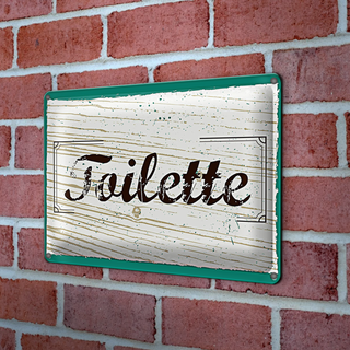 Blechschild Spruch 30x20cm Toilette blau braun
