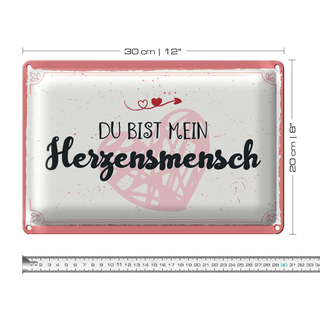 Blechschild Spruch 30x20cm Du bist mein Herzensmensch