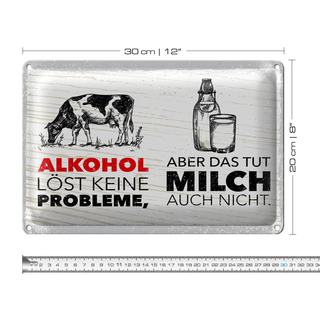 Blechschild Alkohol 30x20cm löst keine Probleme weißes Schild