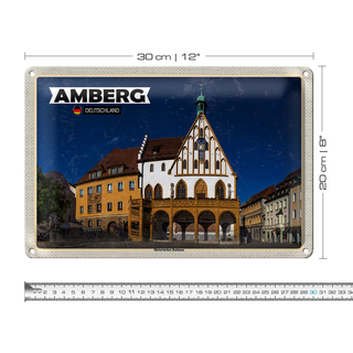 Blechschild Städte Amberg Historisches Rathaus 30x20cm