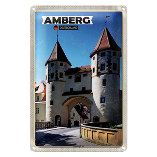 Blechschild Städte Amberg Nabburger Tor Mittelalter 20x30cm