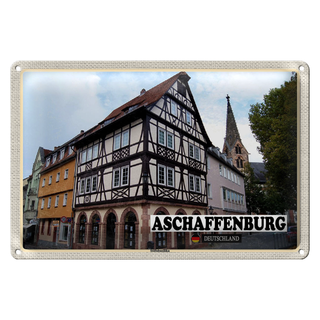 Blechschild Städte Aschaffenburg Stiftbaslika Altstadt 30x20cm