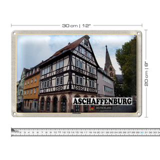Blechschild Städte Aschaffenburg Stiftbaslika Altstadt 30x20cm