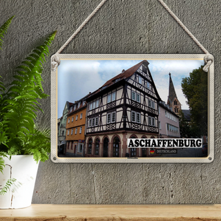 Blechschild Städte Aschaffenburg Stiftbaslika Altstadt 30x20cm