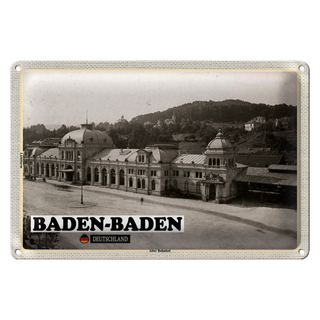 Blechschild Städte Baden-Baden Alter Bahnhof 30x20cm