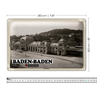 Blechschild Städte Baden-Baden Alter Bahnhof 30x20cm