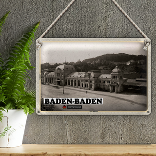 Blechschild Städte Baden-Baden Alter Bahnhof 30x20cm
