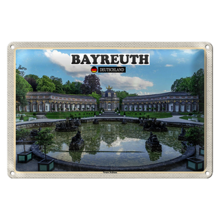 Blechschild Städte Bayreuth Neues Schloss Brunnen 30x20cm