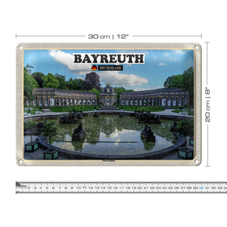 Blechschild Städte Bayreuth Neues Schloss Brunnen 30x20cm