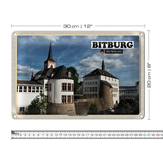 Blechschild Städte Bitburg Rathaus an der Römermauer 30x20cm