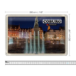 Blechschild Städte Coburg Hofgärten Skulptur 30x20cm