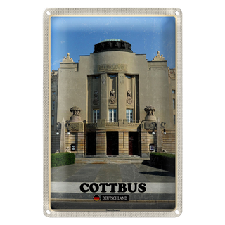 Blechschild Städte Cottbus Staatstheater Architektur 20x30cm