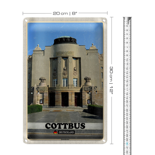 Blechschild Städte Cottbus Staatstheater Architektur 20x30cm