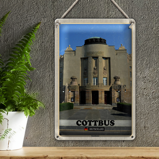 Blechschild Städte Cottbus Staatstheater Architektur 20x30cm