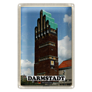 Blechschild Städte Darmstadt Hochzeitsturm Architektur 20x30cm