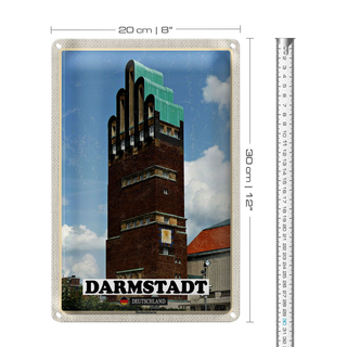 Blechschild Städte Darmstadt Hochzeitsturm Architektur 20x30cm