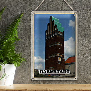 Blechschild Städte Darmstadt Hochzeitsturm Architektur 20x30cm