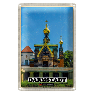 Blechschild Städte Darmstadt Russische Kapelle 20x30cm