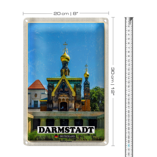 Blechschild Städte Darmstadt Russische Kapelle 20x30cm