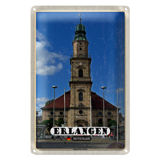 Blechschild Städte Erlangen Hugenotten Kirche 20x30cm