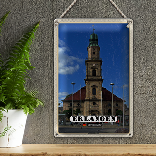 Blechschild Städte Erlangen Hugenotten Kirche 20x30cm