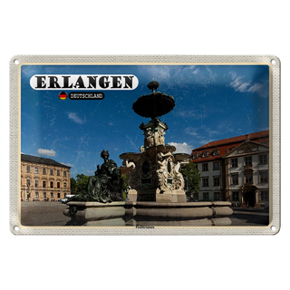 Blechschild Städte Erlangen Paulibrunnen Architektur 30x20cm