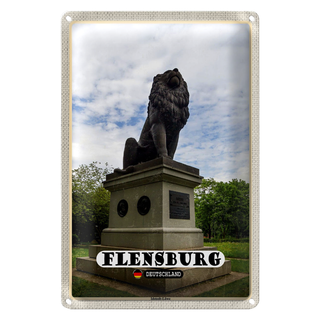 Blechschild Städte Flensburg Idstedt-Löwe Skulptur 20x30cm