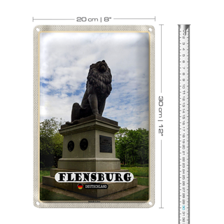 Blechschild Städte Flensburg Idstedt-Löwe Skulptur 20x30cm