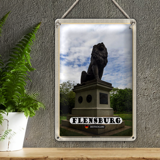 Blechschild Städte Flensburg Idstedt-Löwe Skulptur 20x30cm