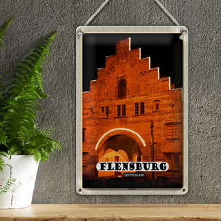 Blechschild Städte Flensburg Nordertor Architektur 20x30cm