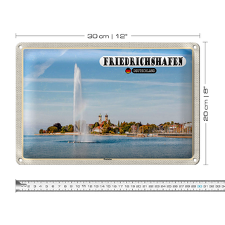 Blechschild Städte Friedrichshafen Fontaine Fluss 30x20cm