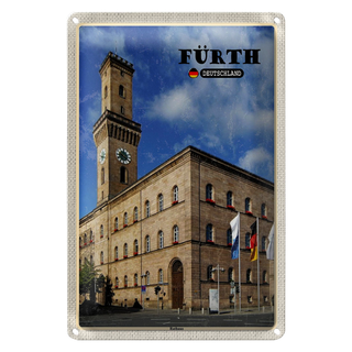 Blechschild Städte Fürth Rathaus Altstadt Flaggen 20x30cm