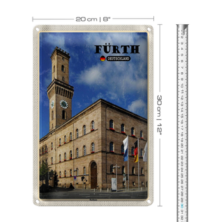 Blechschild Städte Fürth Rathaus Altstadt Flaggen 20x30cm