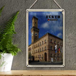 Blechschild Städte Fürth Rathaus Altstadt Flaggen 20x30cm