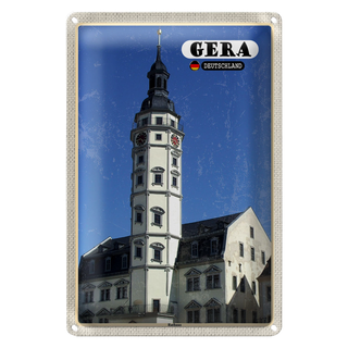 Blechschild Städte Gera Rathaus Altstadt Architektur 20x30cm