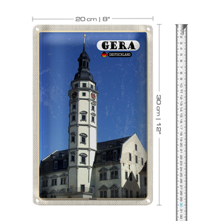 Blechschild Städte Gera Rathaus Altstadt Architektur 20x30cm