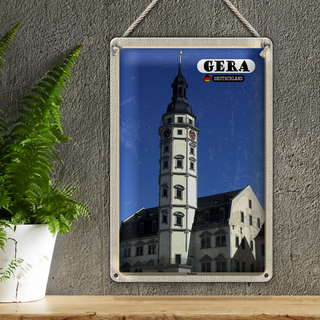 Blechschild Städte Gera Rathaus Altstadt Architektur 20x30cm
