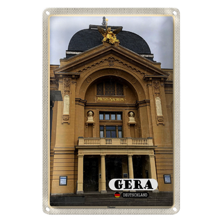 Blechschild Städte Gera Theater Mittelalter 20x30cm